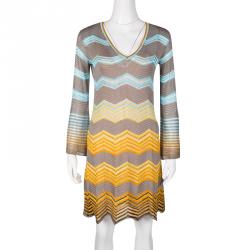 مملوكة مسبقًا فستان أم ميزوني أكمام طويلة تريكو مخرم متعدد الألوان S