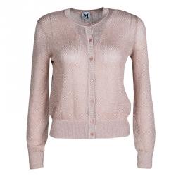 M Missoni Blush Pink Lurex Knit Patterned Dress and Perforated Cardigan Set M