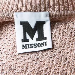 M Missoni Blush Pink Lurex Knit Patterned Dress and Perforated Cardigan Set M