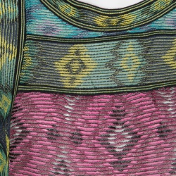 Pre Owned M Missoni Colorblock Diamond Pattern Jacquard Rib Knit Tunic M