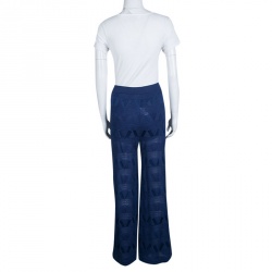 مملوكة مسبقًا بنطلون أم ميزوني تريكو أزرق كحلي مثقب بأرجل عريضة M