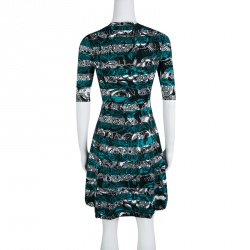 مملوكة مسبقًا M Missoni Floral Printed and Striped Knit Fit and Flare Dress S
