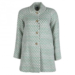 Pre Owned M Missoni White And Green Wicker Infused Basket Weave Jacket S