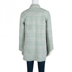 Pre Owned M Missoni White And Green Wicker Infused Basket Weave Jacket S