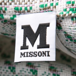 Pre Owned M Missoni White And Green Wicker Infused Basket Weave Jacket S