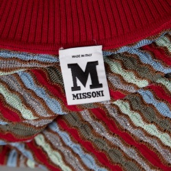 Pre Owned كارديغان إم ميزوني تريكو نمط متباين متعدد الألوان حواف مضلعة مفتوح L