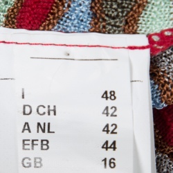 Pre Owned كارديغان إم ميزوني تريكو نمط متباين متعدد الألوان حواف مضلعة مفتوح L