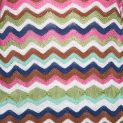 مملوكة مسبقًا M Missoni Multicolor Wave Pattern Perforated Knit Top M