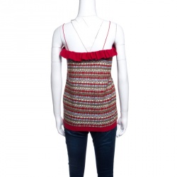 Pre Owned توب أم ميزوني تريكو متعدد الألوان بحواف مكشكشة حمالات رفيعة L