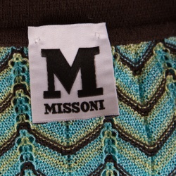 Pre Owned فستان إم ميزوني تريكو نمط مموج متعدد الألوان بأكمام قصيرة M