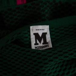 Pre Owned M Missoni Green Textured Patterned Knit Flared Bottom Dress M