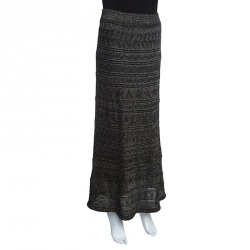 Pre Owned M Missoni Black Lurex Jacquard Knit Patterned Maxi Skirt M