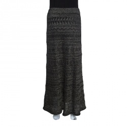 Pre Owned M Missoni Black Lurex Jacquard Knit Patterned Maxi Skirt M