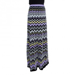 Pre Owned تنورة ماكسي إم ميزوني تريكو لوريكس نمط شيفرون متعدد الألوان M