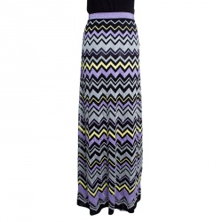 Pre Owned تنورة ماكسي إم ميزوني تريكو لور يكس نمط شيفرون متعدد الألوان M