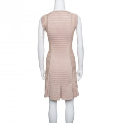 Pre Owned M Missoni Beige Lurex Patterned Knit Sleeveless Dress S