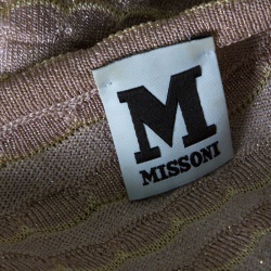Pre Owned M Missoni Beige Lurex Patterned Knit Sleeveless Dress S
