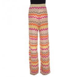 مملوكة مسبقًا M Missoni Multicolor Lurex Knit Chevron Pattern Elasticized Waist Pants M