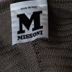 Pre Owned M Missoni Multicolor Chevron Patterned Perforated Long Sleeve Dress S