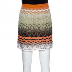 Pre Owned تنورة ميني إم ميزوني تريكو مثقب متعدد الألوان S