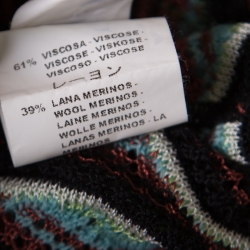 Pre Owned M Missoni Multicolor Perforated Knit Front Open Short Sleeve Cardigan M