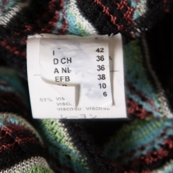 Pre Owned M Missoni Multicolor Perforated Knit Front Open Short Sleeve Cardigan M