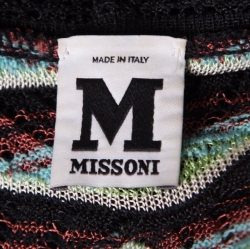 Pre Owned M Missoni Multicolor Perforated Knit Front Open Short Sleeve Cardigan M