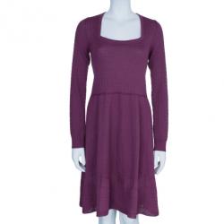 Pre Owned فستان إم ميزوني أرجواني مغزول XL