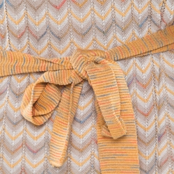 Pre Owned M Missoni Multicolor Patterned Perfroated Knit Boat Neck Belted Dress M