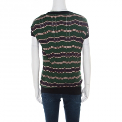 Pre Owned توب إم ميزوني تريكو نمط شيفرون متعدد الألوان حواف مضلعة M