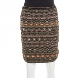 Pre Owned M Missoni Multicolor Patterned Lurex Knit Tube Skirt L