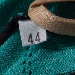 Pre Owned فستان ماكسي إم ميزوني تريكو نمط شيفرون أخضر بلا أكمام M