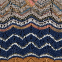 Pre Owned M Missoni Multicolor Lurex Perforated Chevron Patterned Knit Tunic M
