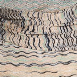 Pre Owned M Missoni Beige Wave Pattern Perforated Knit Wait Tie Detail Sleeveless Dress M