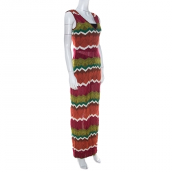 M Missoni Multicolor Zig Zag Pattern Knit Sleeveless Jumpsuit S 