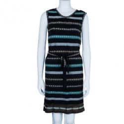 مملوكة مسبقًا M Missoni Multicolor Shift Belted Knit Dress M