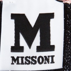 Pre Owned M Missoni Pale Pink and Black Chevron Pattern Lurex Knit Maxi Dress M