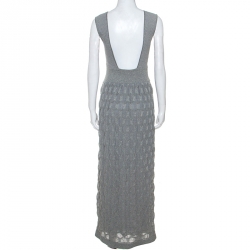 Pre Owned M Missoni Grey Lurex Knit Open Back Long Dress M
