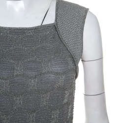 Pre Owned M Missoni Grey Lurex Knit Open Back Long Dress M