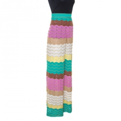 Pre Owned بنطلون أم ميزوني ساق عريضة تريكو بوانتل لوركس متعدد الألوان L