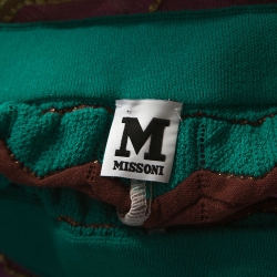 Pre Owned بنطلون أم ميزوني ساق عريضة تريكو بوانتل لوركس متعدد الألوان L