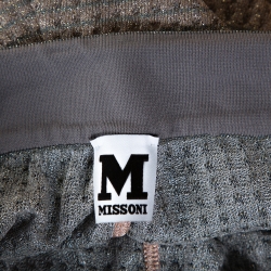 Pre Owned M Missoni Pink & Grey Lurex Knit Ombre Effect Wide Leg Pants M