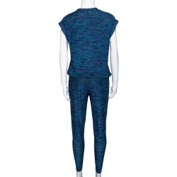 Pre Owned M Missoni Blue Lurex Knit Cap Sleeve Jumpsuit S