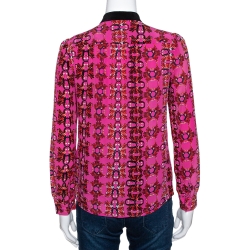 Pre Owned M Missoni Pink Printed Silk Button Front Shirt S