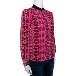 Pre Owned M Missoni Pink Printed Silk Button Front Shirt S