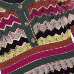 Pre Owned M Missoni Multicolor Chevron Cotton Linen Knit A Line Dress L