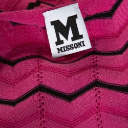 Pre Owned M Missoni Pink Zig Zag Knit Tie Front Detail Dress S