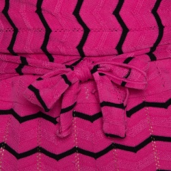Pre Owned M Missoni Pink Zig Zag Knit Tie Front Detail Dress S