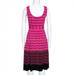 Pre Owned M Missoni Pink Zig Zag Knit Tie Front Detail Dress S