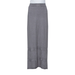 Grey Patterned Knit Maxi Skirt